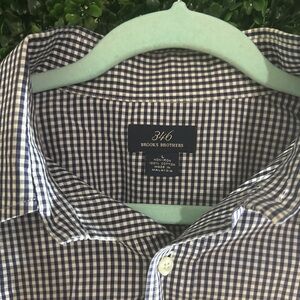 Brooks Brothers Shirt Mens Large Blue/white  Check 346 Button Down Work Office